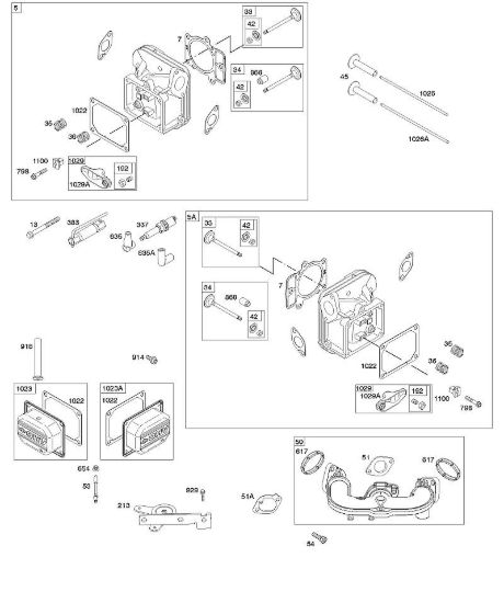 C - Testata del cilindro, coperchio bilancieri, collettore di aspirazione B&S - 44 €¦ 44N677-0017-B1 brand Stihl